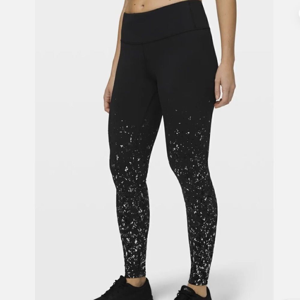Lululemon Athletica Black Speed Wunder Tight 28" Speckle Shine Size 2